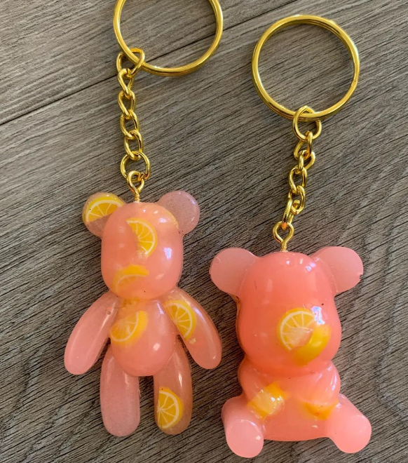 pink resin teddy bear earrings